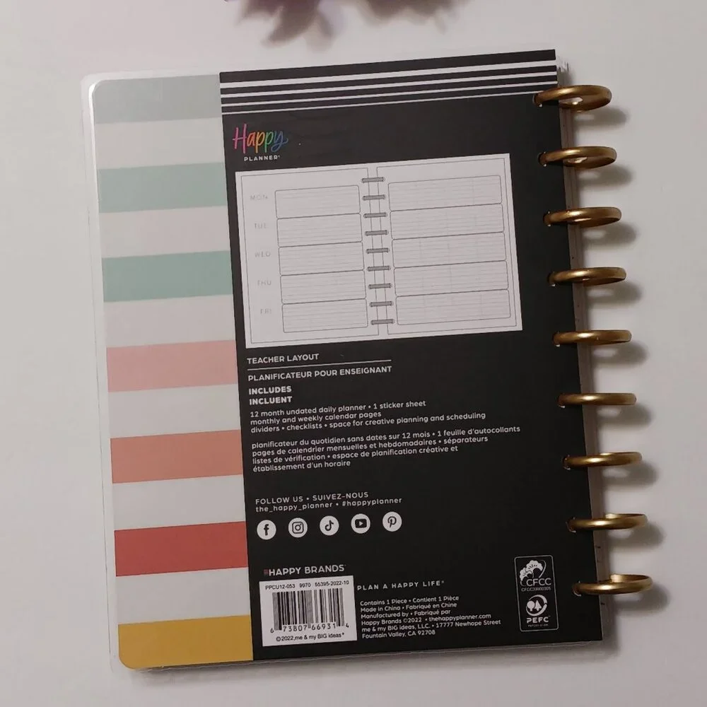 The Happy Planner 12-month Teacher Planner - Undated (Lined Vertical Layout)